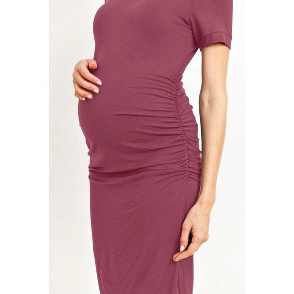 NWT Hello Miz Heavy Modal Basic Mini Maternity Dress Berry Pink S-XL - Picture 4 of 5